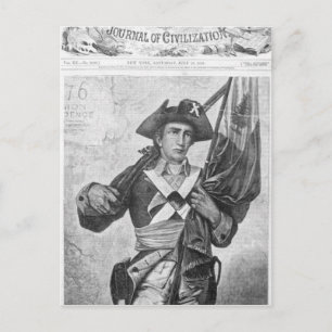 Continental Soldier som håller i musket flagga Vykort