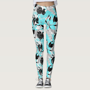 Contour Hawaii Tropical Lily och Protea Blommigt Leggings