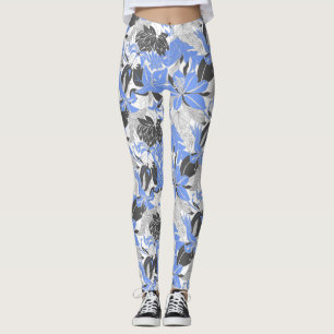 Contour Hawaii Tropical Lily och Protea Blommigt Leggings