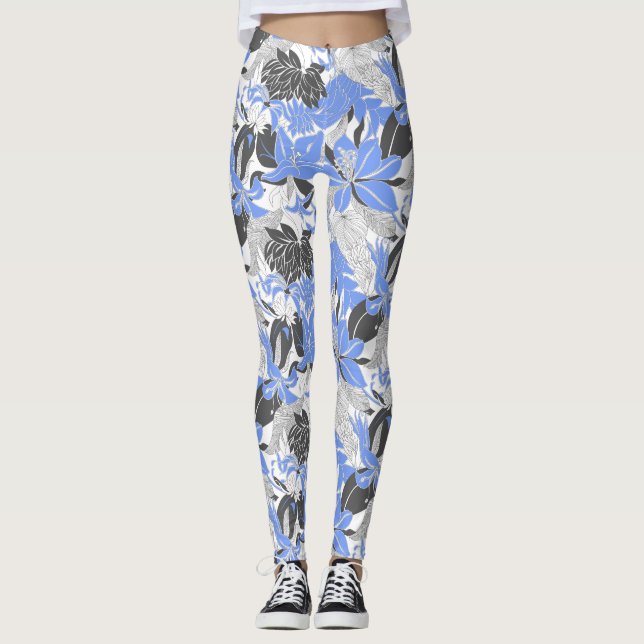 Contour Hawaii Tropical Lily och Protea Blommigt Leggings (Framsida)