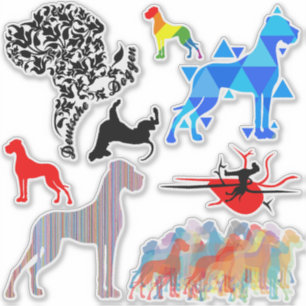 Contour Sticker Great dane Tattoo Stil Klistermärken