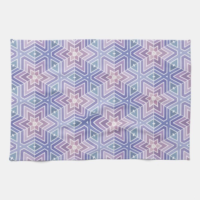 Contoured Lavender Geometric Star Maze Mönster Kökshandduk (Horisontell)