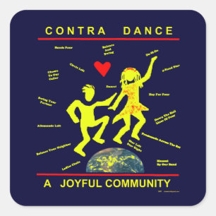 Contra Dance Gifts Fyrkantigt Klistermärke