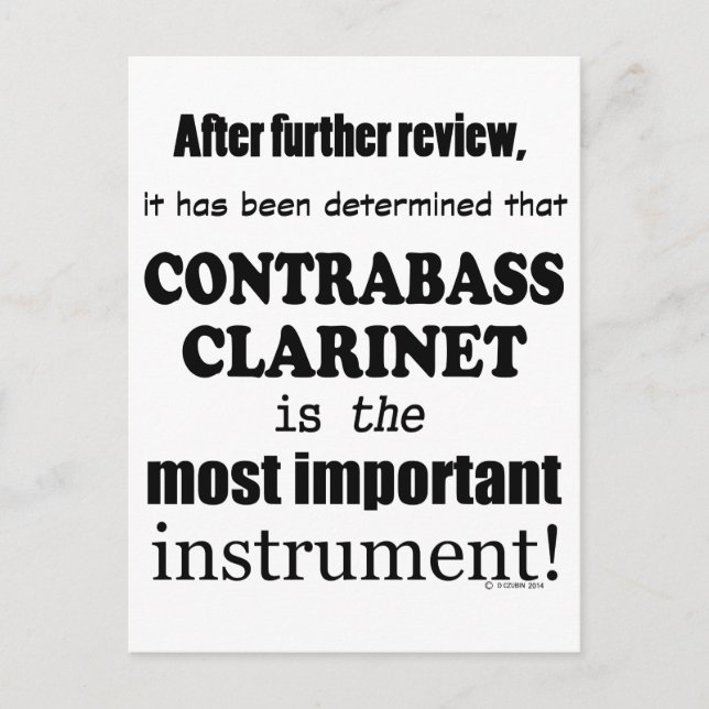 Contrabass Clarinet, det viktigaste instrumentet Vykort (Framsida)