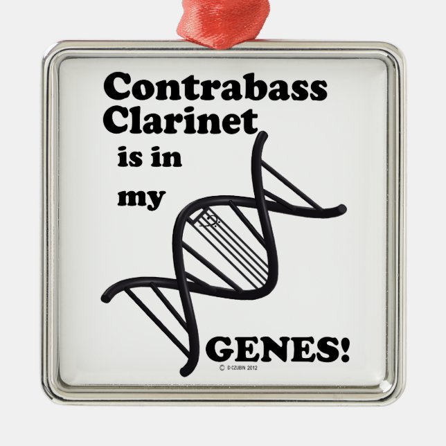 Contrabass Clarinet finns i mina gener Julgransprydnad Metall (Framsidan)