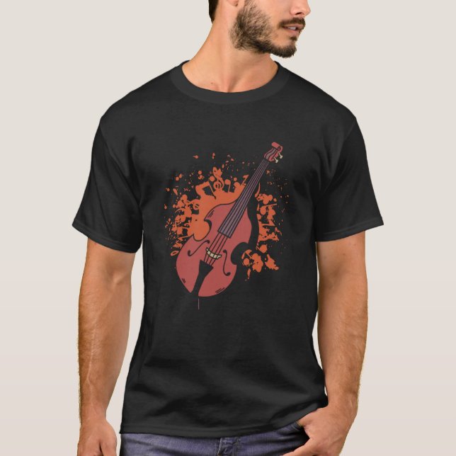 Contrabass Jazz Music Musician Double Bass Player T Shirt (Framsida)