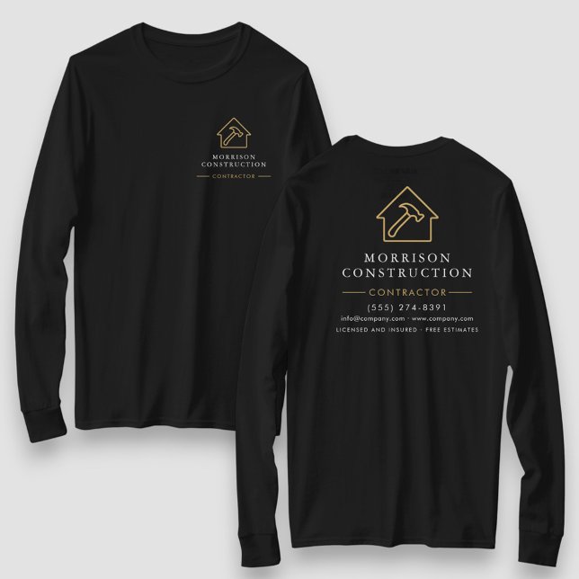 Contractor Home Repair Black Gold Work T-Shirt (Skapare uppladdad)