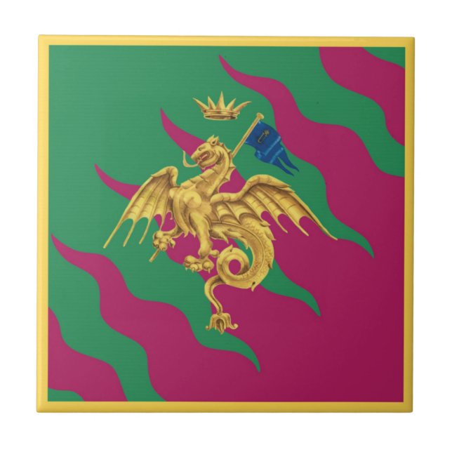 Contrada del Drago (Dragon) Palio di Siena Kakelplatta (Framsidan)
