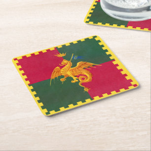 Contrada del Drago (Dragon) Palio di Siena Underlägg Papper Kvadrat