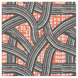 Contrast lines red black - Japandi Tyg