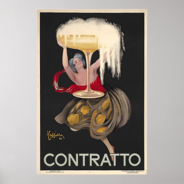 Contratto Champagne Vintage Alcohol Advertising Poster (Framsidan)