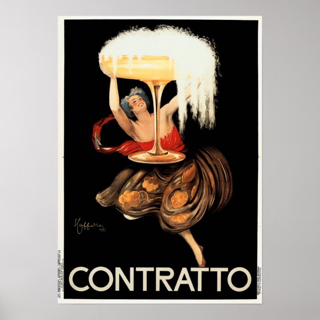 CONTRATTO Sparkling Vin 1922 Leonetto Cappiello Poster (Framsidan)