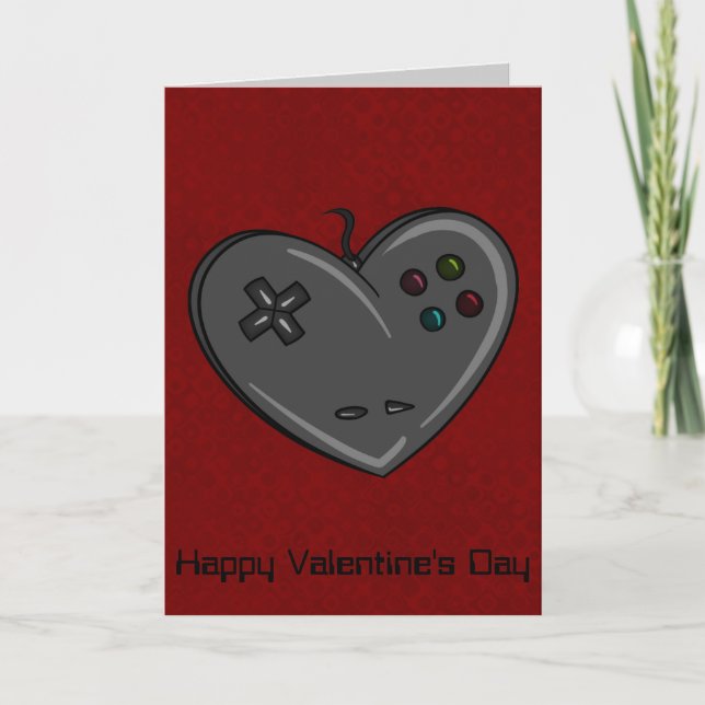 Controller Heart Gamer Valentine Helgkort (Framsida)