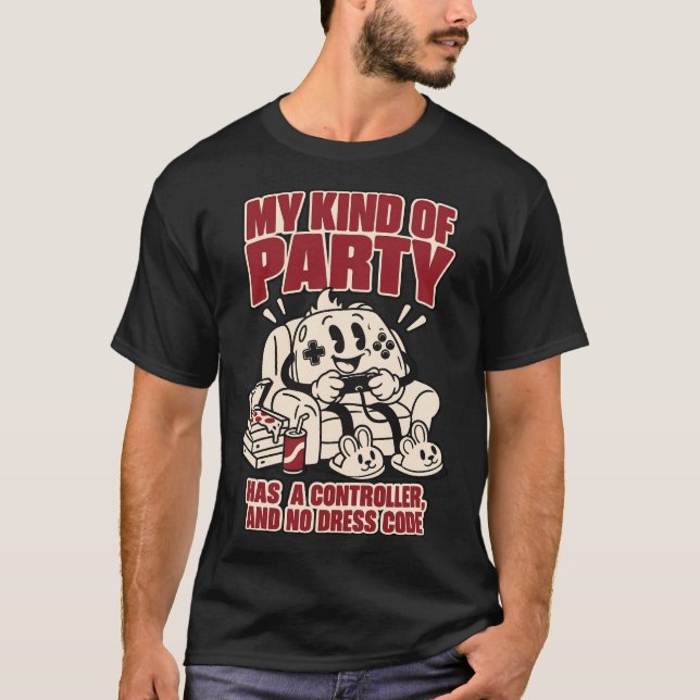 Controller Party No Dress Code Funny Gaming Tee (Framsida)