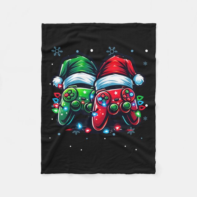 Controller Santa Hat-julspel X-mas Gamer Fleecefilt (Framsidan)