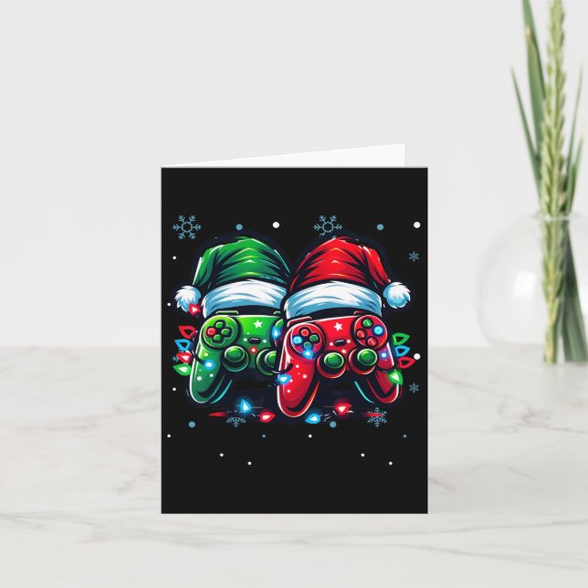 Controller Santa Hat-julspel X-mas Gamer Kort (Framsida)