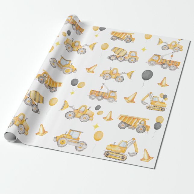 Contruction Birthday Wrapping Paper Presentpapper (Utrullad)