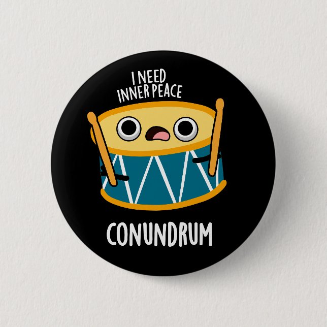 Conunum Funny Drummer Drum Pun Mörk BG Knapp (Framsida)