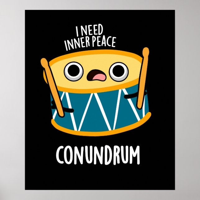 Conunum Funny Drummer Drum Pun Mörk BG Poster (Framsidan)
