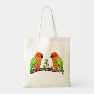 Conure papegojakärlek på blommagren tygkasse