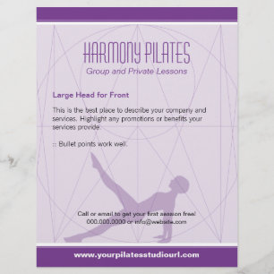 Convergenten fodrar purpurfärgade Pilates Reklamblad