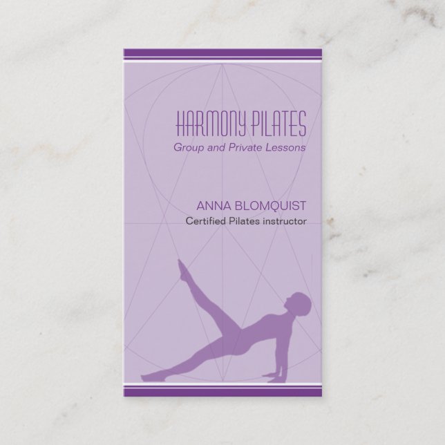 Convergenten fodrar purpurfärgade Pilates Visitkort (Framsida)