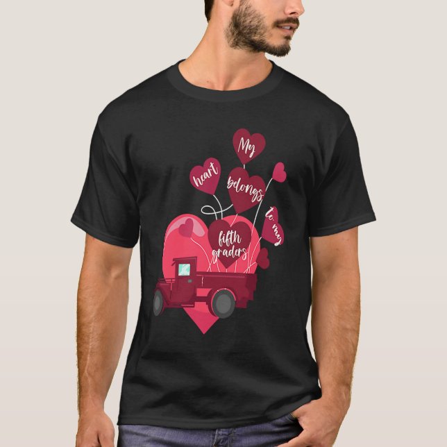 Conversation Heart Truck Valentines Day 5th Grade  T Shirt (Framsida)