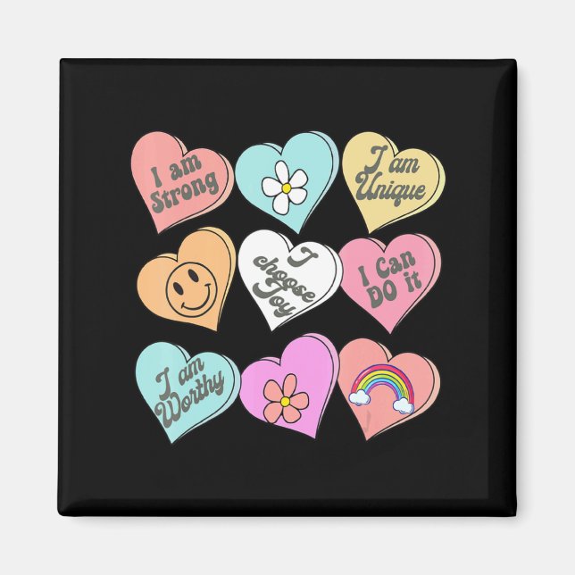 Conversation Hearts Groovy Valentines Day Cute Tea Magnet (Framsidan)