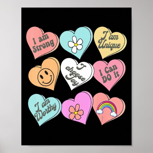 Conversation Hearts Groovy Valentines Day Cute Tea Poster (Framsidan)