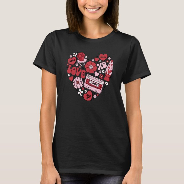 Conversation Hearts Love Valentine's Day Couples T Shirt (Framsida)