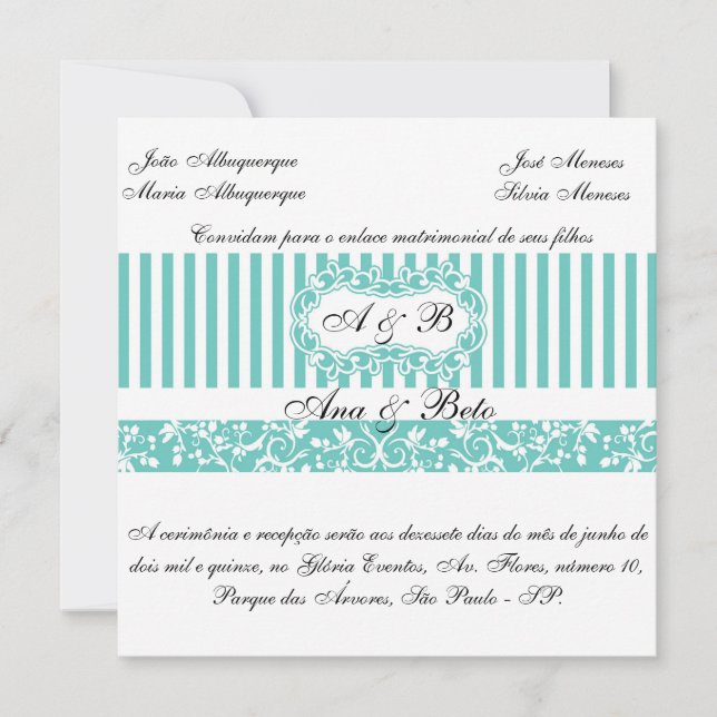 Convite Azul Tiffany Inbjudningar (Framsida)