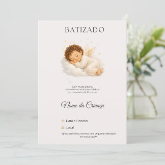 Convite de Batizado Anjinho Personalizado Inbjudningar