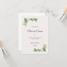 Convite de Batizado Floral Elegante | Personalizad Inbjudningar