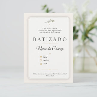 Convite de Batizado Personalizável Elegante Inbjudningar