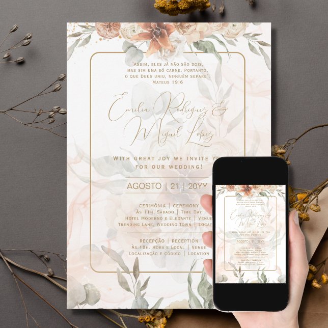Convite de Casamento Boho Capim dos Pampas Inbjudningar (Skapare uppladdad)