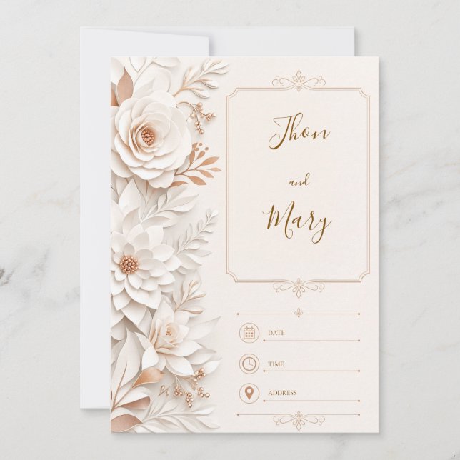 Convite de Casamento Moderno Floral Inbjudningar (Framsida)