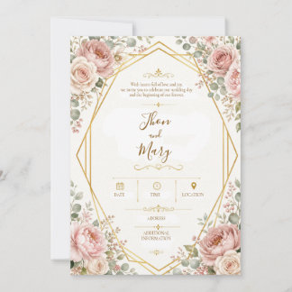 Convite de Casamento Moderno Floral Inbjudningar