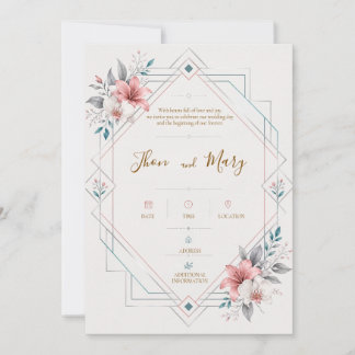 Convite de Casamento Moderno Floral Inbjudningar
