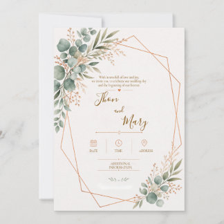 Convite de Casamento Moderno Rustico Floral Inbjudningar