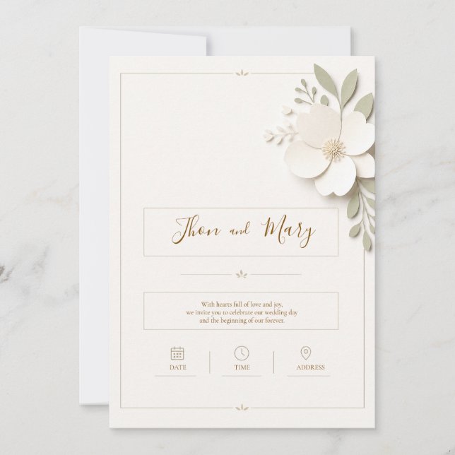 Convite de Casamento Moderno Rustico Floral Inbjudningar (Framsida)
