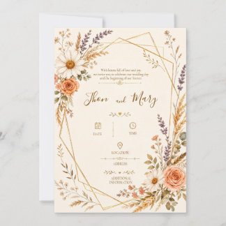 Convite de Casamento Moderno Rustico Floral Inbjudningar