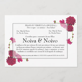 Convite de Casamento personalizável com flores. Inbjudningar