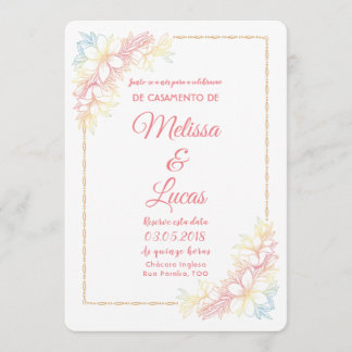 Convite de Casamento personalizável com flores. Inbjudningar