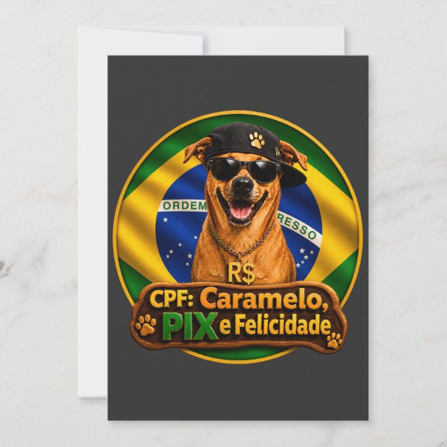 Convite Simples CPF Caramelo PIX e Felicidade Inbjudningar (Framsida)