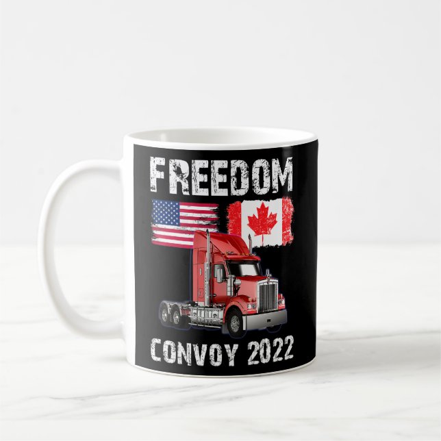 Convoy 2022 Canada Freedom Trucker Cheers Kaffemugg (Vänster)