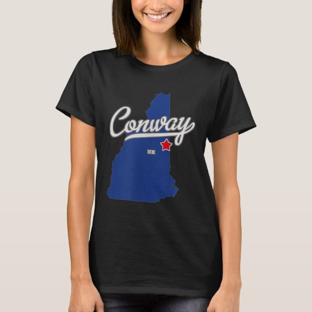 Conway New Hampshire Nh Map  T Shirt (Framsida)