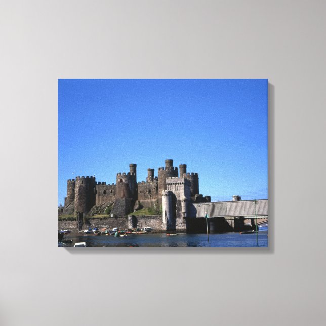 Conwy Castle North Wales vycard Poster Faux Canv Canvastryck (Framsida)