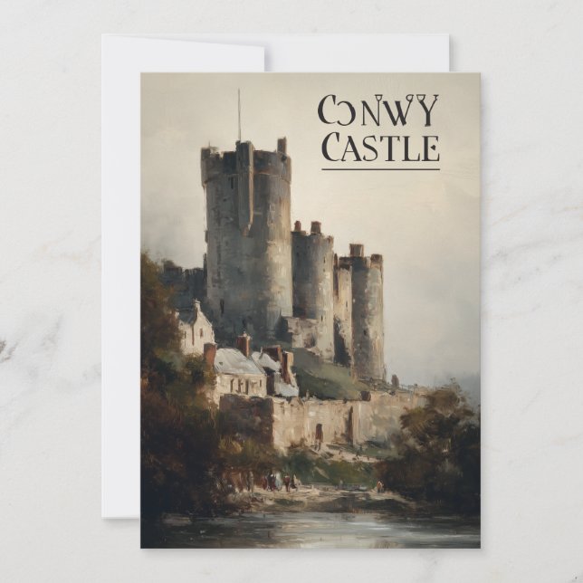 Conwy Castle Wales Oljemålningstryck | Inbjudningar (Framsida)