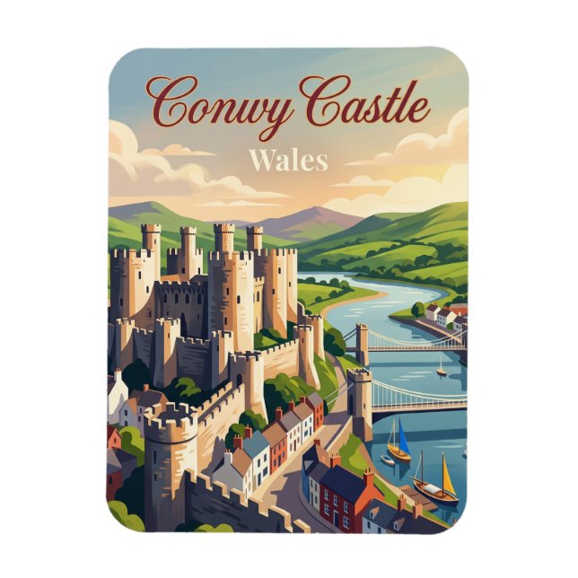 Conwy slott Wales Magnet (Vertikal)