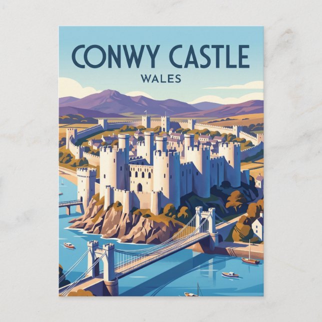Conwy slott Wales Vykort (Framsida)